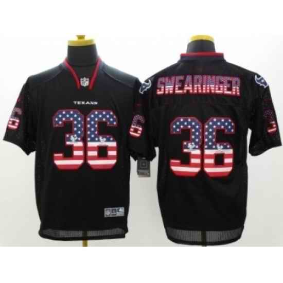Nike Houston Texans 36 D.J. Swearinger Black Elite USA Flag Fashion NFL Jersey